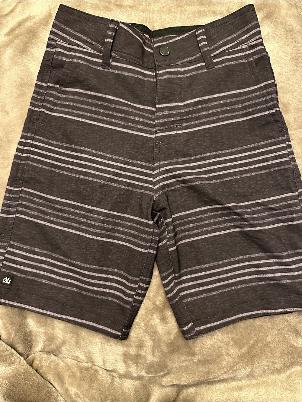 Micros Black and Gray Striped Casual Shorts